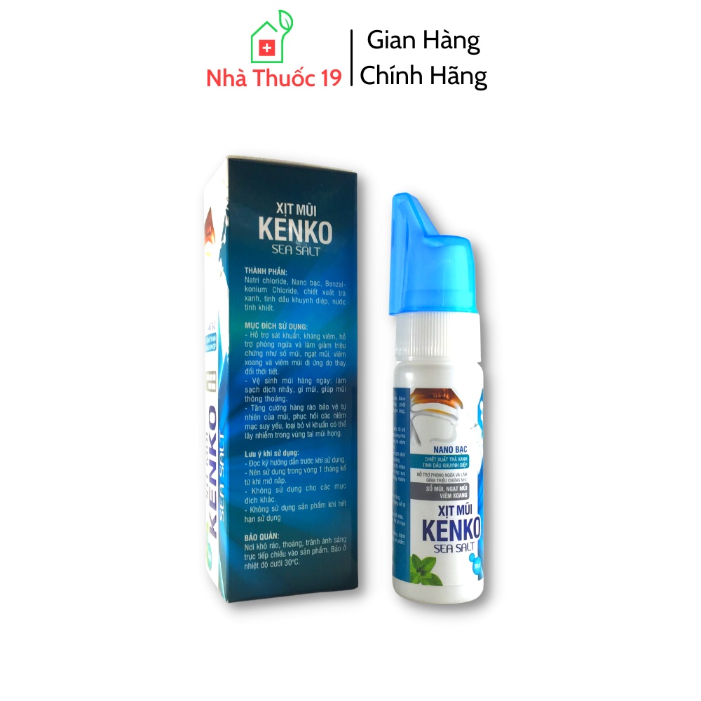 Xịt mũi KENKO SEA SALT nước muối biển vệ sinh làm sạch bụi bẩn, ngừa ngạt mũi , sổ mũi, viêm xoang - Lọ xịt 70ml
