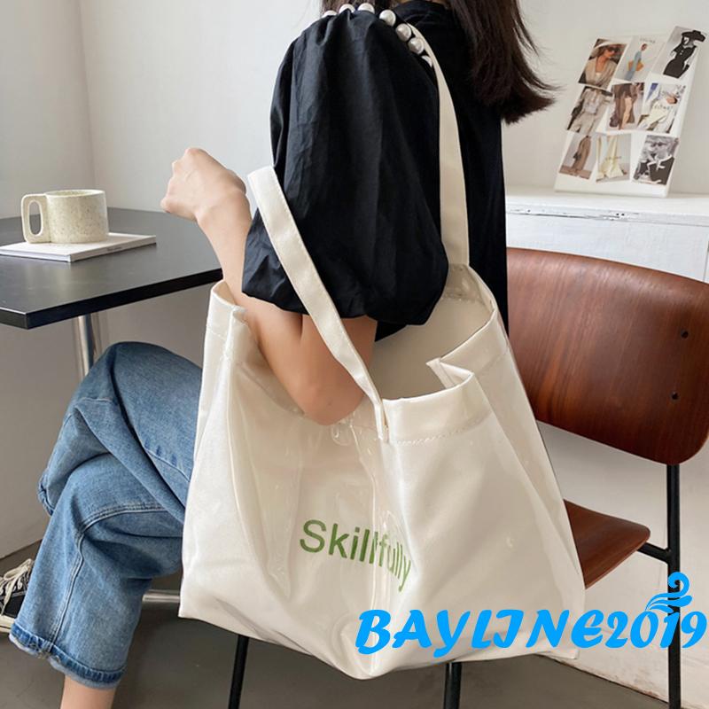 Túi Xách Canvas Cỡ Lớn In Chữ Thời Trang Cho Nữ