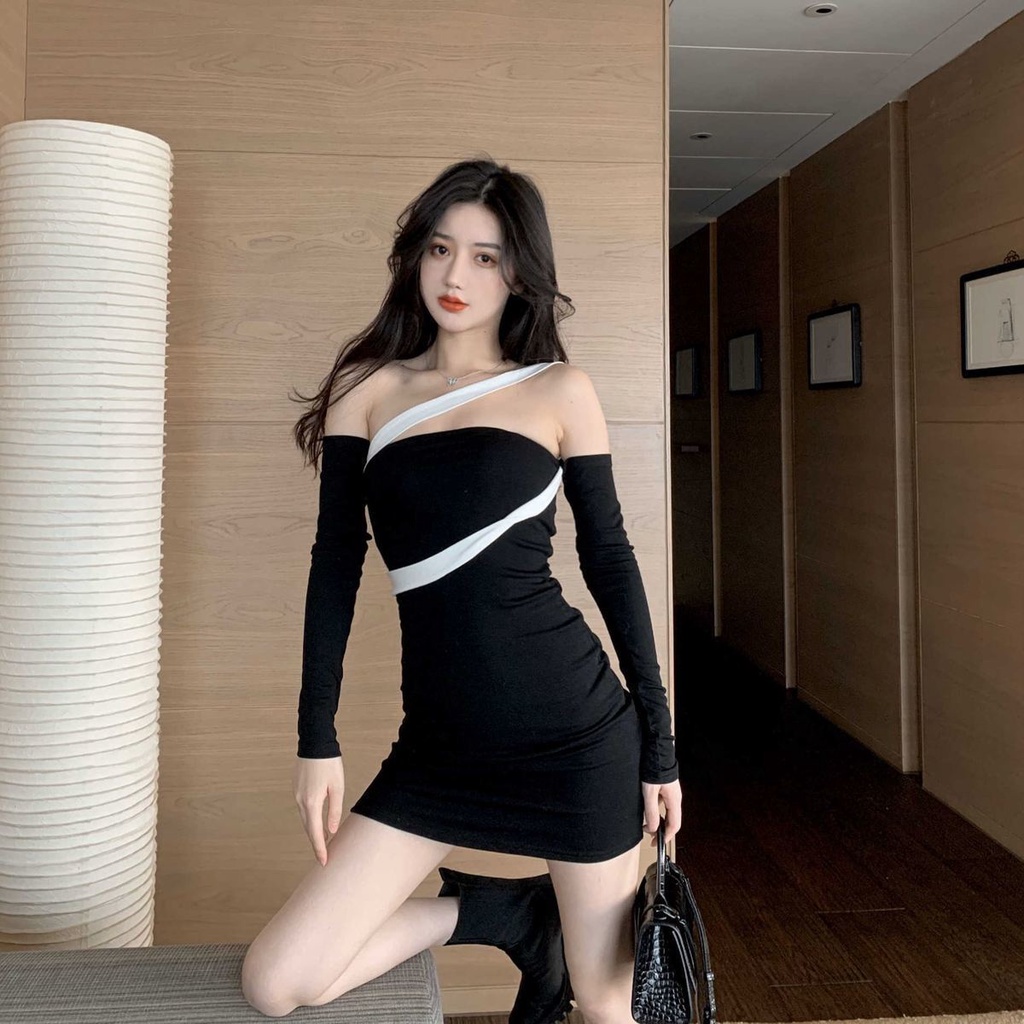 COZOK Đầm tay dài hở vai có thể tháo rời