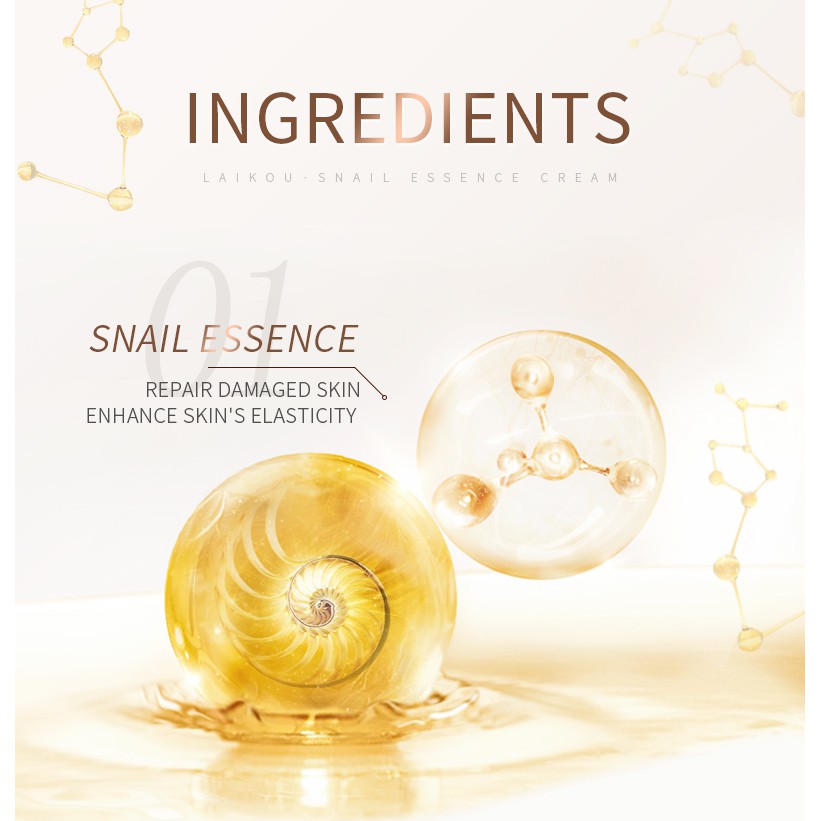 LAIKOU Snail Essence Cream Kem dưỡng da mặt Hyaluronic Acid Repair Moisturizer 25g