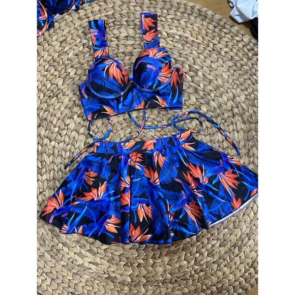 bikini áo gọng kềm váy hoa xanh