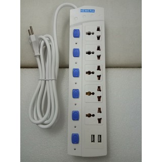Ổ cắm điện đa năng Hemera 5 lỗ cắm điện + 2 cổng sạc USB - loại xịn