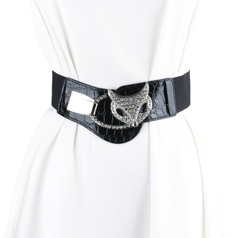 Thắt Lưng Da PU Bản Rộng Màu Trơn Co Giãn Phong Cách Gothic Thời Trang Cho Nữ