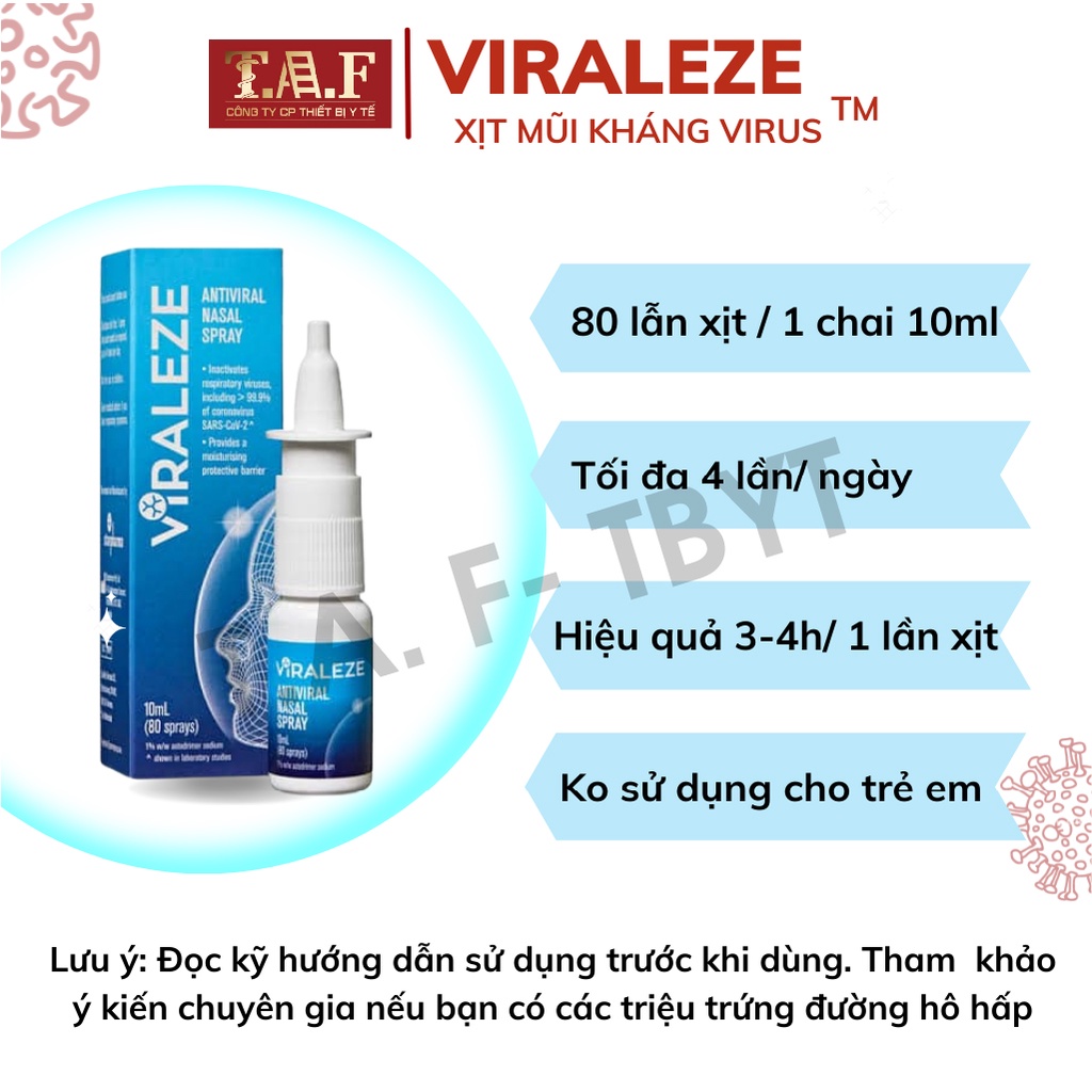 Xịt mũi Viraleze, combo 10 chai 10ml