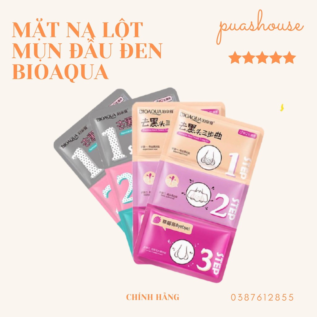 [ CHÍNH HÃNG ] MẶT NẠ LỘT MỤN ĐẦU ĐEN 3 BƯỚC BIOAQUA VĨNH BIỆT MỤN ĐẦU ĐEN - SE LỖ CHÂN LÔNG