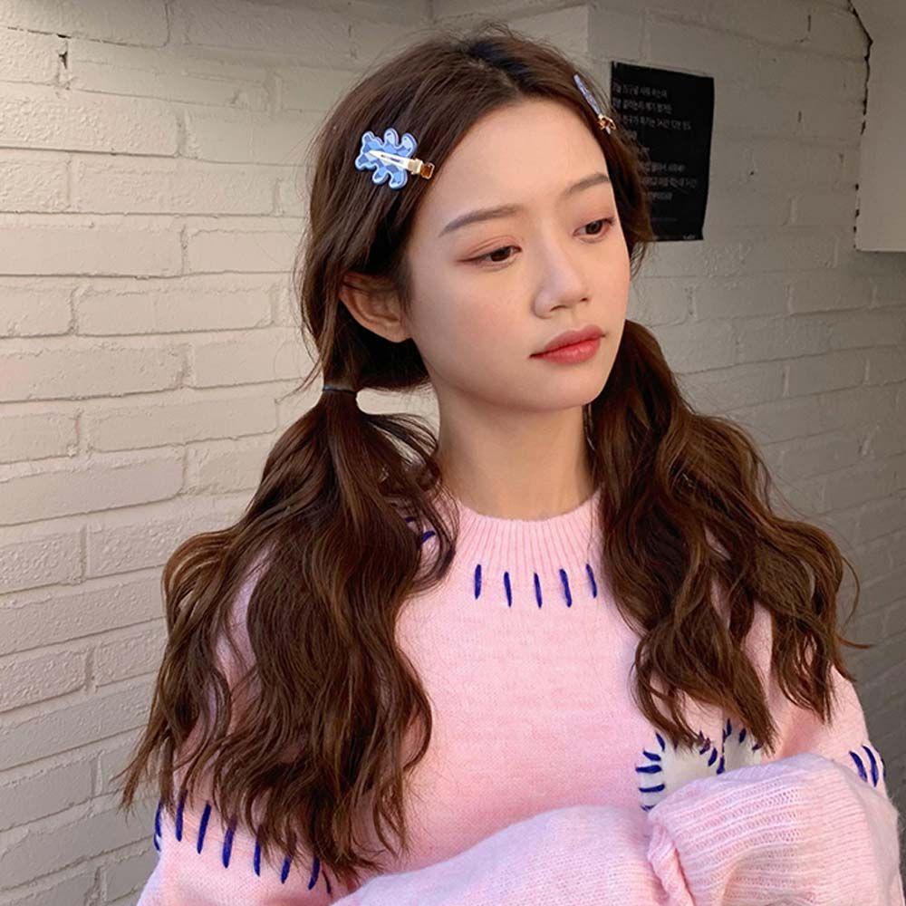 Kẹp Tóc Hình Thỏ / Gấu Kẻ Sọc Caro Không Đường May VANES1 Cho Nữ