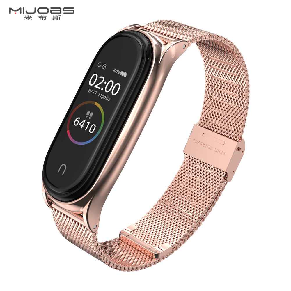 Dây Miband 5 Miband 4 Milanese Mijobs Khoá Bấm - Chính Hãng