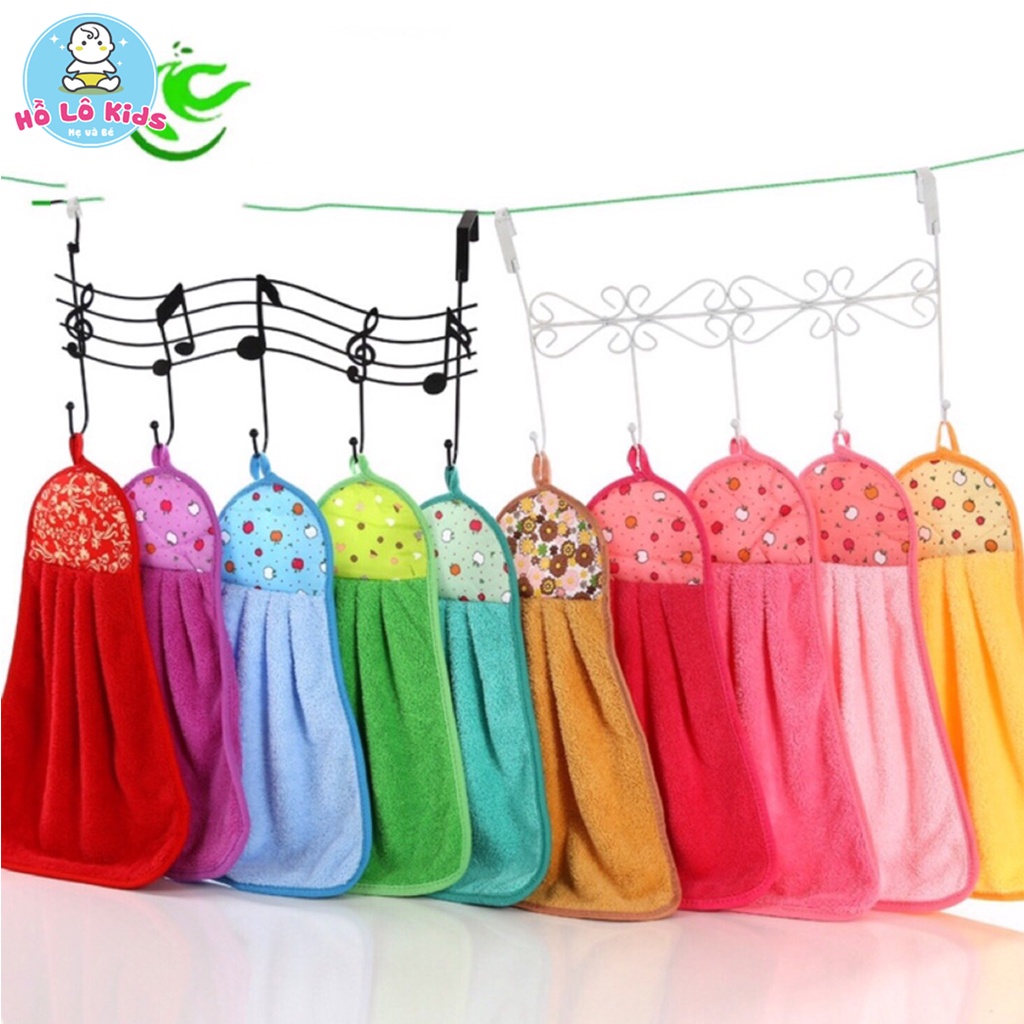 Khăn lau đa năng cotton treo tường siêu thấm nước, tiện dụng có móc treo Hồ Lô Kids