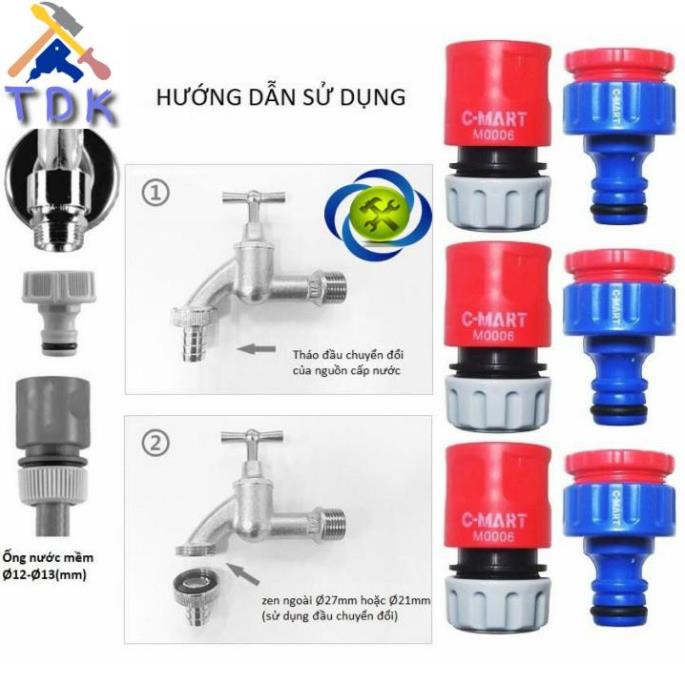 Đầu nối ống nước nhanh C-Mart M0006 sử dụng ống mềm 13mm