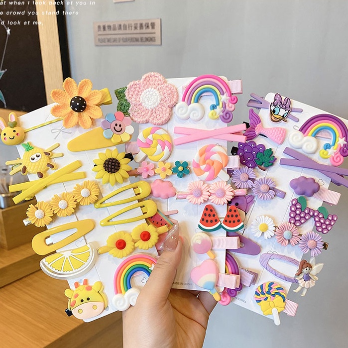 Set 14 Kẹp Tóc Nhỏ Thời Trang Hàn Quốc Cho Bé Gái 2021