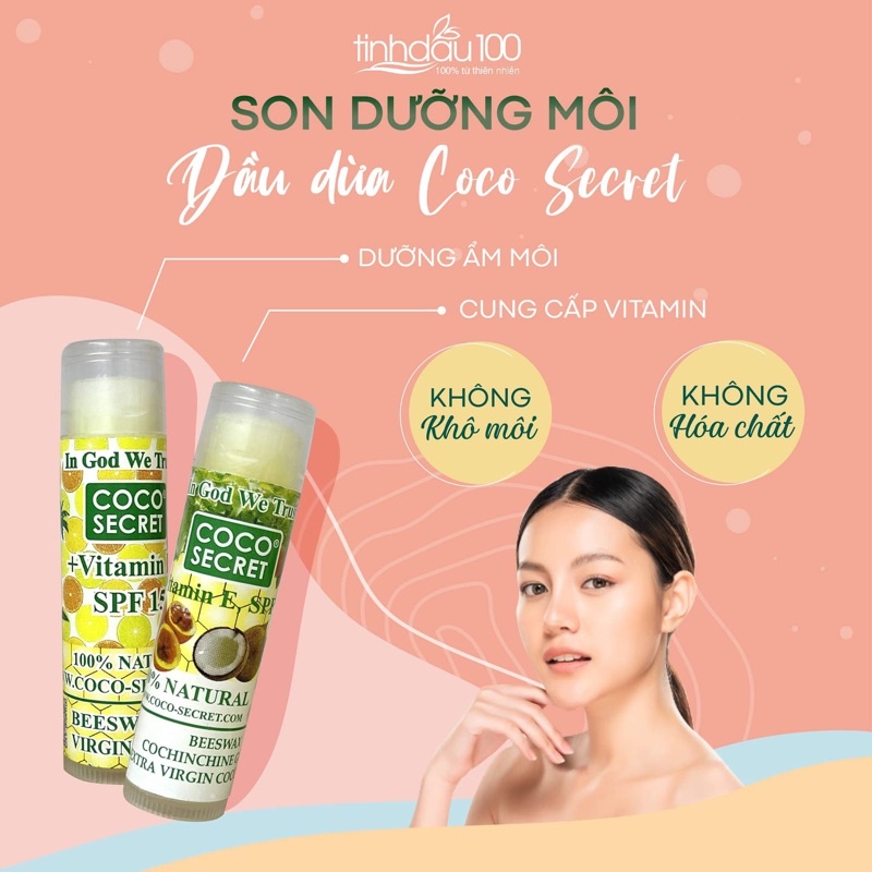 Son dưỡng môi dầu dừa sáp ong gấc & bạc hà thiên nhiên coco secret