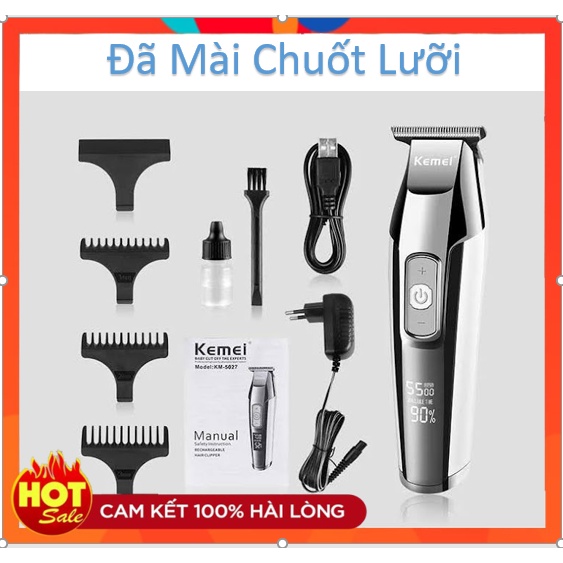 Tông đơ chấn viền Kemei 5027 lưỡi đã mài chuốt máy khỏe chạy êm pin trâu bảo hành 6 tháng