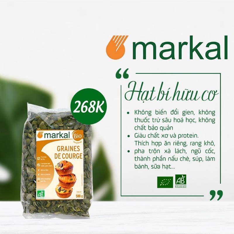 HẠT BÍ HỮU CƠ MARKAL DÙNG THỬ 100G