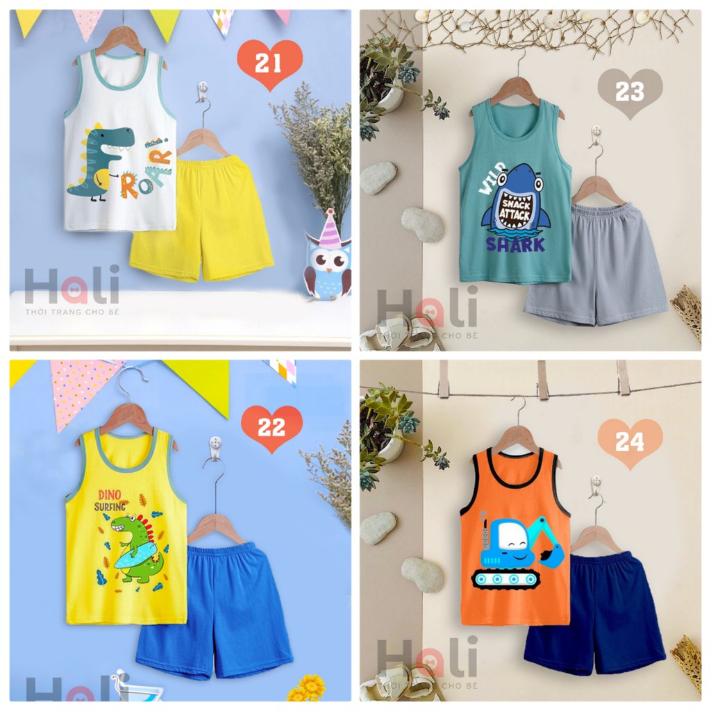 Đồ bộ ba lỗ cotton cho bé trai siêu mát