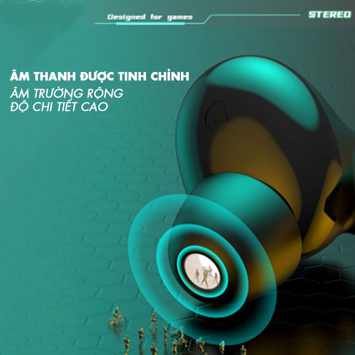 Tai nghe bluetooth 5.2 gaming Q33 tai phone không dây nghe nhạc nhét tai thể thao chơi game không độ trễ chống ồn