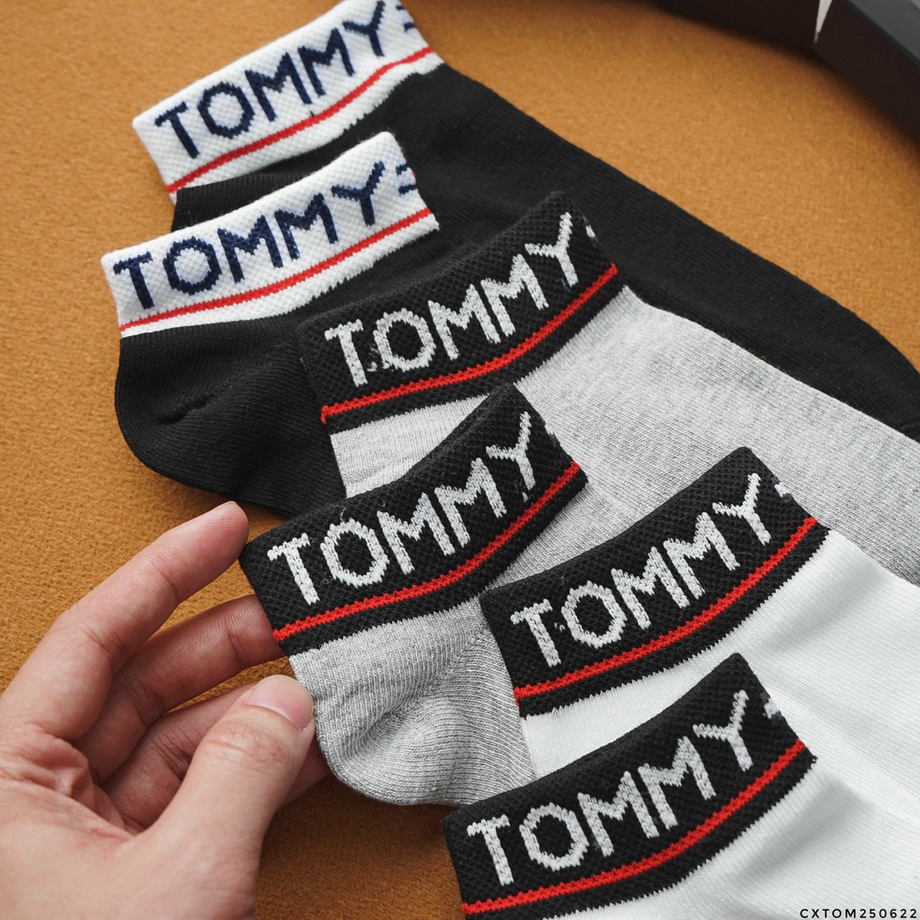 1 Đôi Vớ nam nữ Ngắn CHỮ ĐEN Viển Cổ Tommy Hilifiger