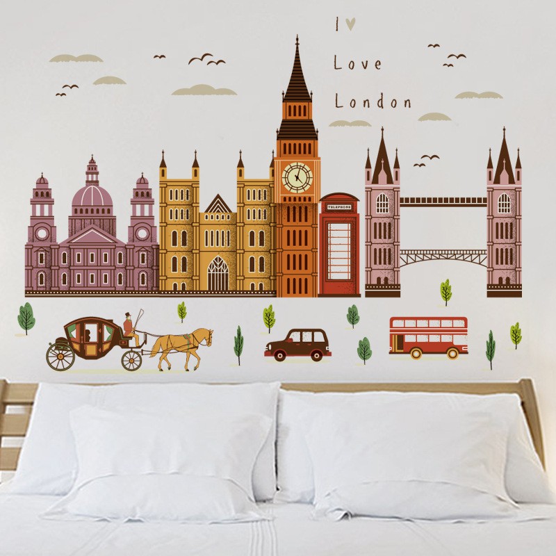 ️️️Tranh decal dán tường CÂY XANH NGHỆ THUẬT -   decal dán tường phong cách Hàn Quốc