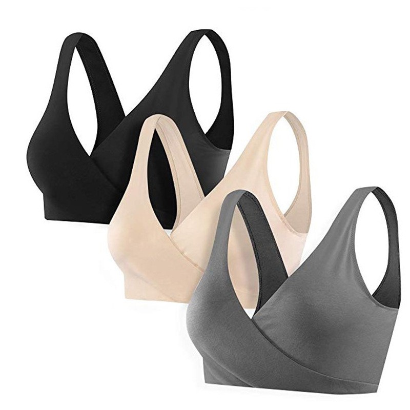 Áo ngực viền chéo thoáng khí size M-XXL với 4 màu tùy chọn cho bà bầu
