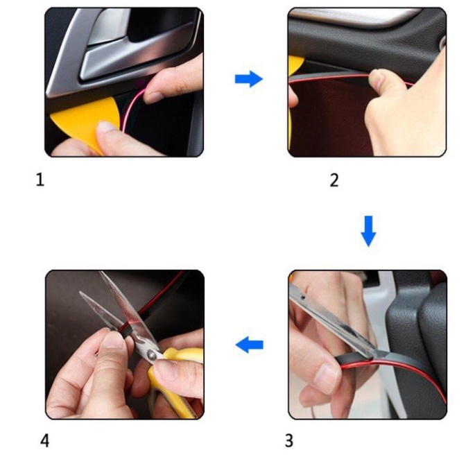 Nẹp Chỉ Viền Trang Trí Nội Thất Xe Hơi, Ô Tô Cao Cấp PHCV01 - 5 màu: Trắng, Đỏ, Vàng, Xanh,