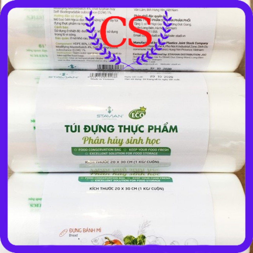 1Kg Túi đựng thực phẩm Phân hủy sinh học, Thân thiện môi trường Stahaus