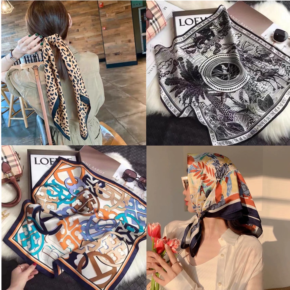 Khăn choàng cổ hình vuông 70cm chất lụa hợp thời trang cho nữ