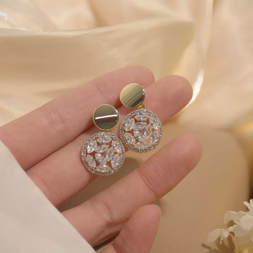 Khuyên Tai Tròn Đính Đá Thời Trang Thanh Lịch Dành Cho Nữ
