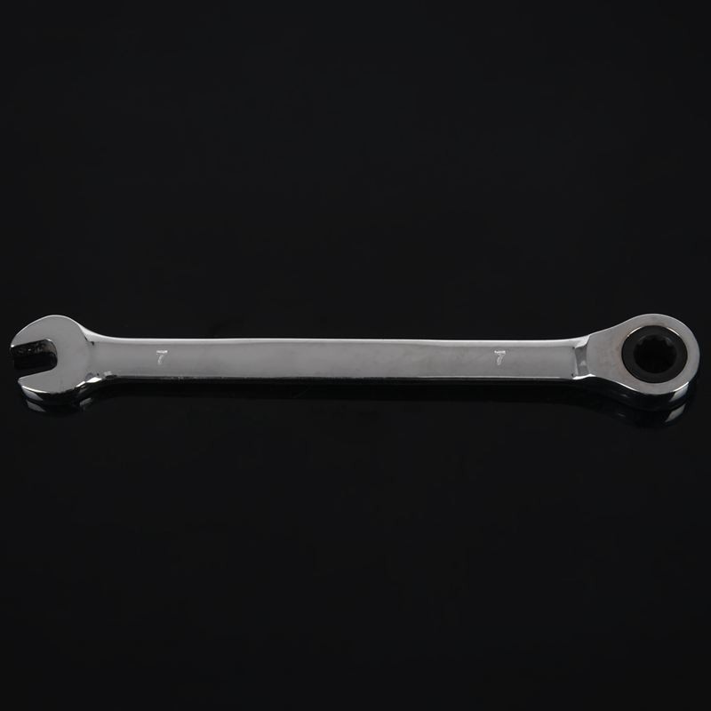 Steel Fixed Head Ratcheting Ratchet Spanner Gear Wrench Open End & Ring Size, 7mm
