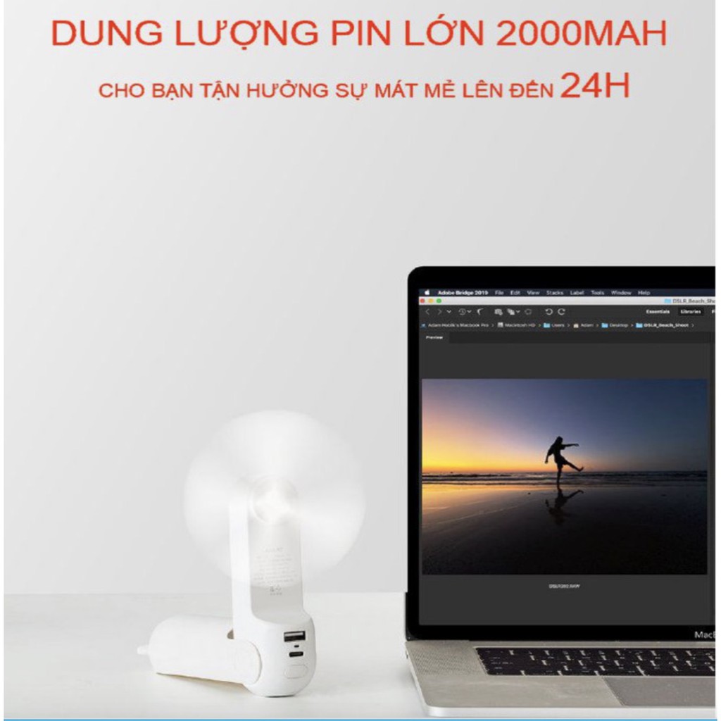 Quạt mini 3 trong 1 Panda - D404 (Trắng)