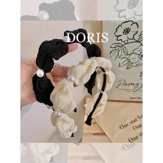 Băng đô bờm vải nhún đính hạt ngọc trai nhân tạo Doris Accessories
