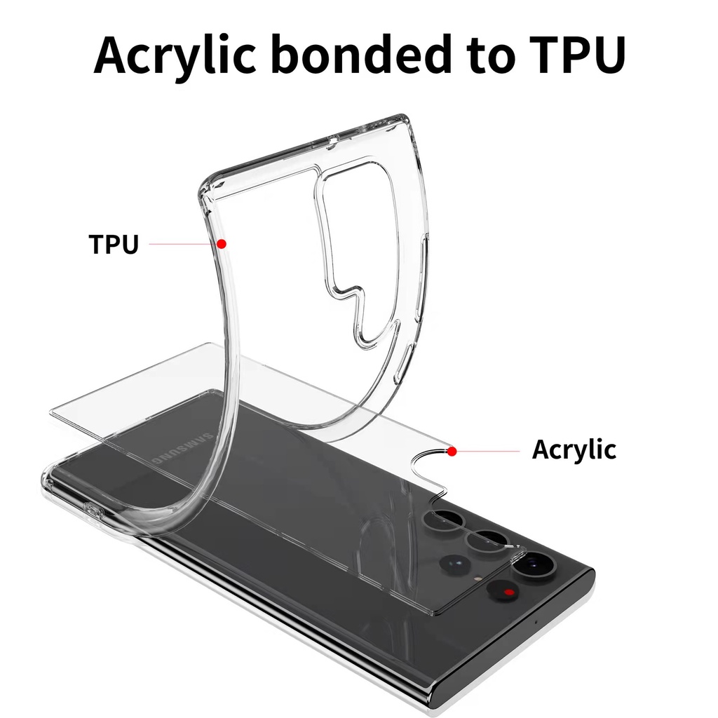 Ốp Điện Thoại PC Cứng Viền TPU Mềm Trong Suốt Đính Đá Cho Samsung Galaxy S22 S22 Plus S22 Ultra