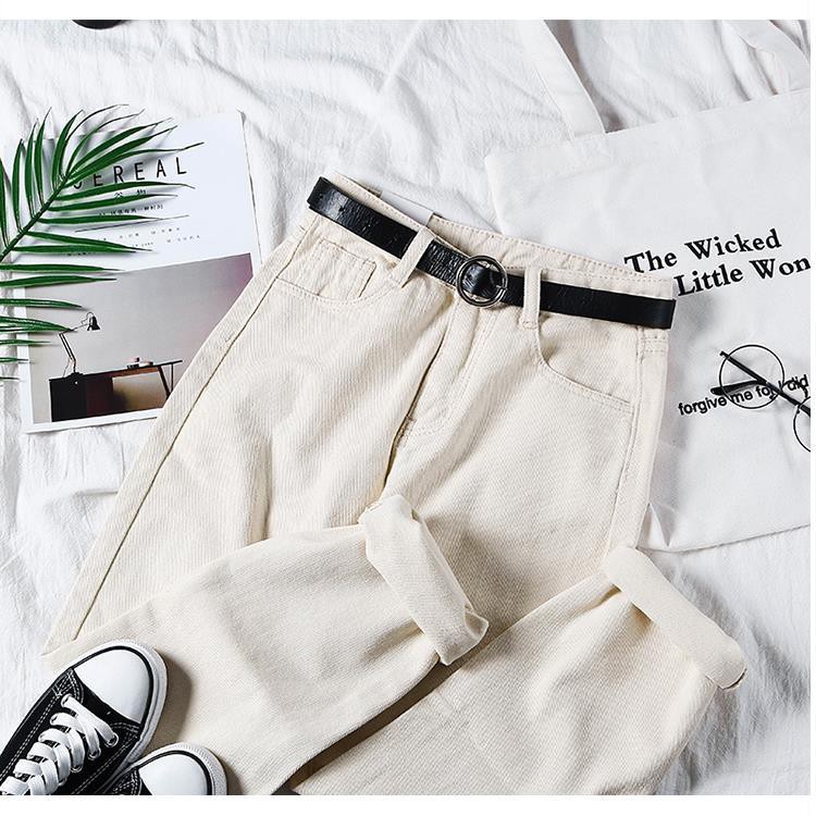 OFF-WHITE Quần Jeans Nữ Lưng Cao Ống Rộng Thời Trang Xuân Thu 2019 | BigBuy360 - bigbuy360.vn