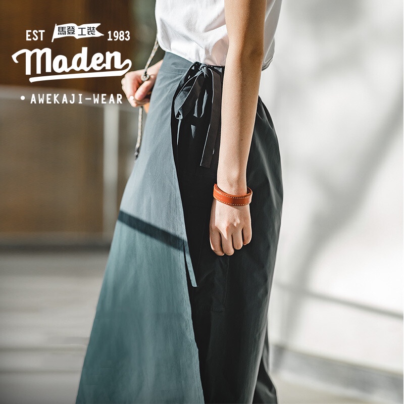 Chân váy MADEN ống rộng lưng cao phong cách retro Nhật Bản thời trang mùa hè cho nữ