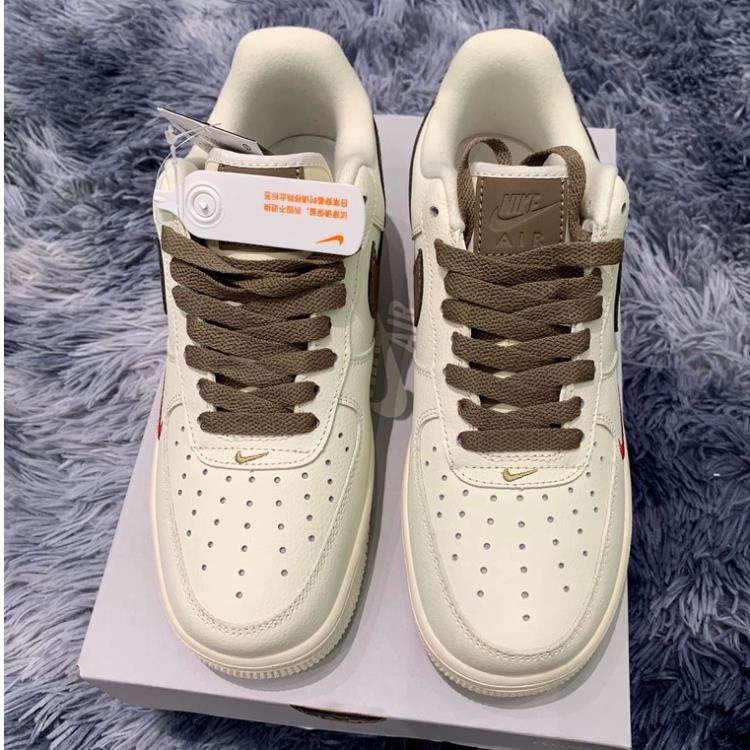 Giày Sneaker AF1 Vệt Nâu, Giày Air Force 1 Nam Nữ Bản Đẹp, Da Xịn Đế Air Full Box