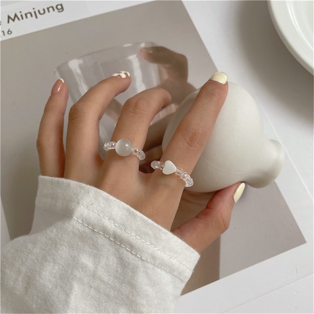 Nhẫn xỏ hạt đá nhiều kiểu dáng thiết kế co giãn có thể điều chỉnh kích thước