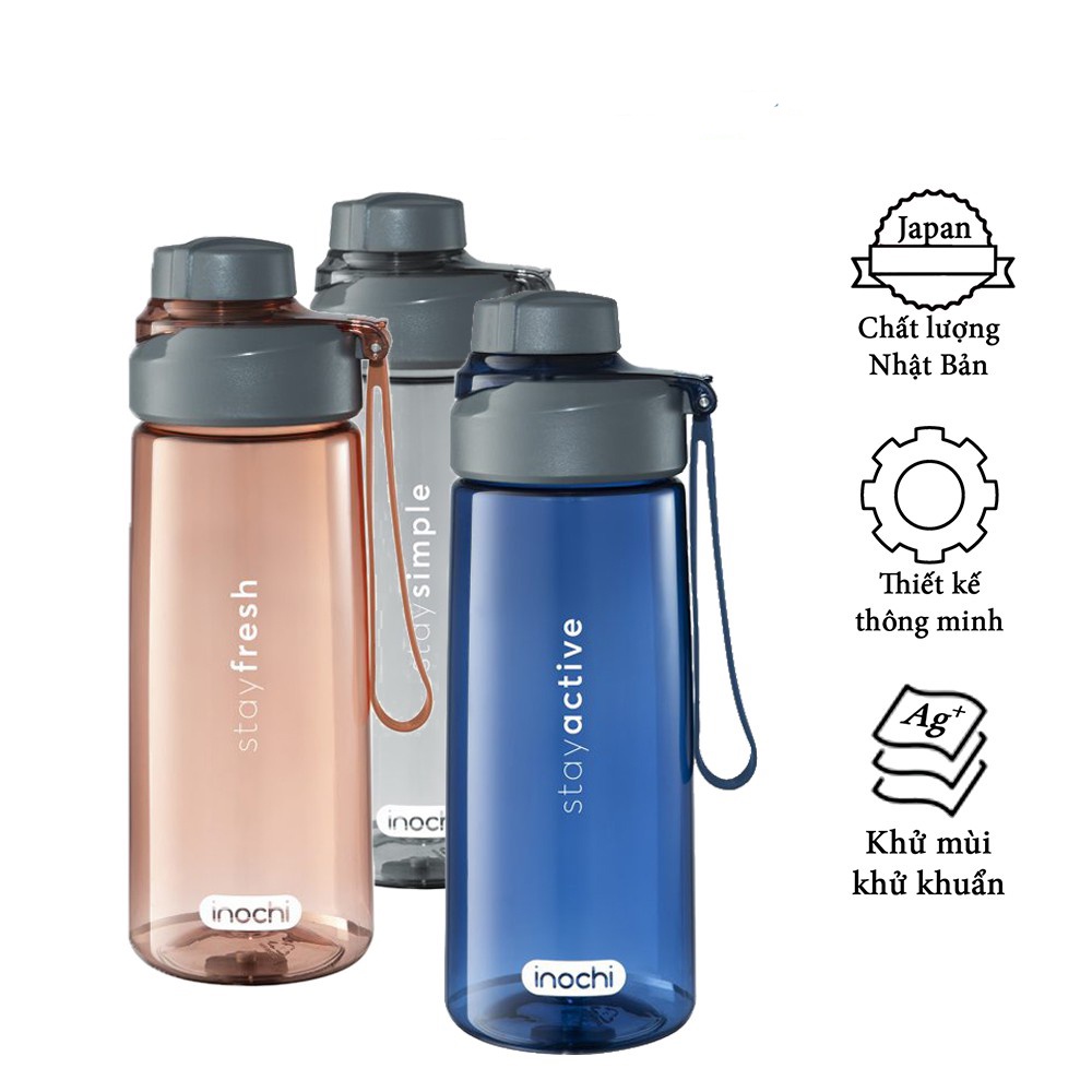 Bình nước, bình đựng nước thể thao tập gym nhựa nguyên sinh kháng khuẩn Ag+ cao cấp Kita Boost 670ml