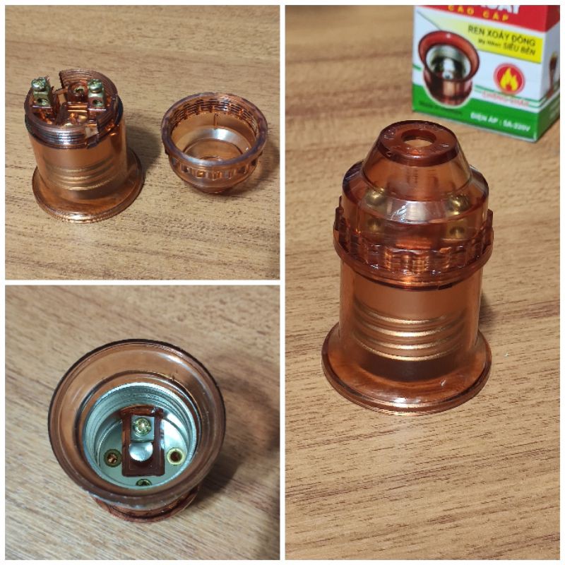 [DX202] Đuôi đèn treo Nival Loại cao cấp kích cỡ E27 ✓ Đồng mạ Niken ✓ Vỏ nhựa Bakelite