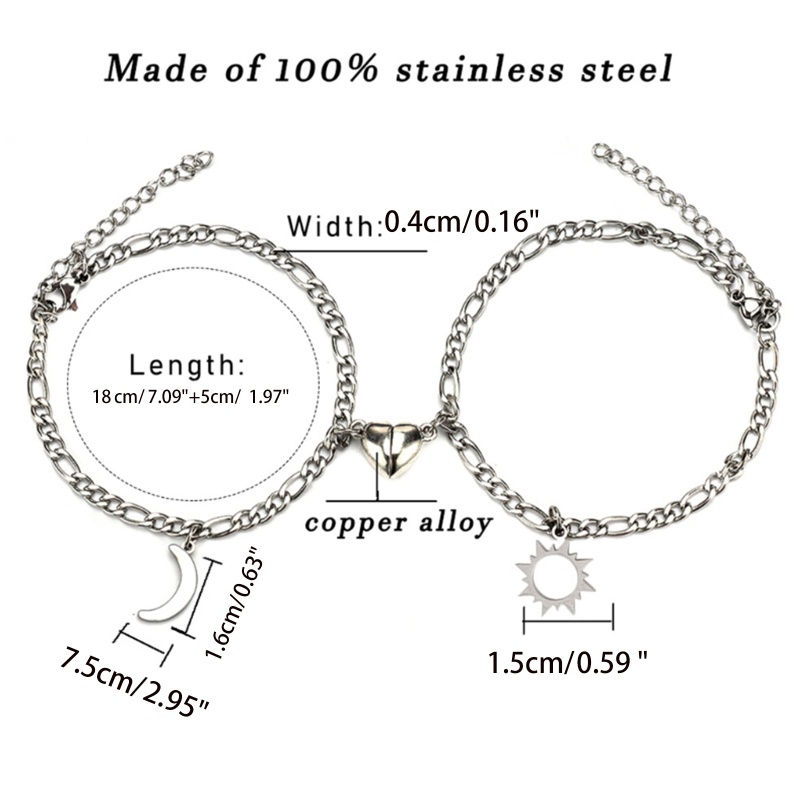 Yoi Vòng Tay Cặp Đôi Từ Tính Hình Trái Tim Có Thể Điều Chỉnh Kích Thước