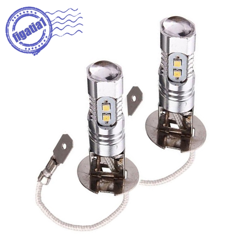 1 [Fiatia1] 2 Đèn LED Tín Hiệu Ánh Sáng Trắng H3 2323 10SMD 12V-24V 6500K Cho Oto