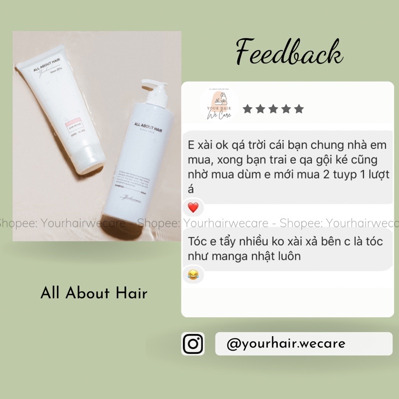 Combo Dầu gội + Kem ủ ALL ABOUT HAIR | Kèm quà tặng|