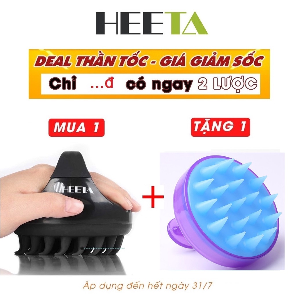 [ 1 Tặng 1 ] Lược gội đầu massage Heeta Hair Scalp Brush - Lượt gội Pebble silicone dụng cụ cọ mát xa gỡ rối , giảm gàu