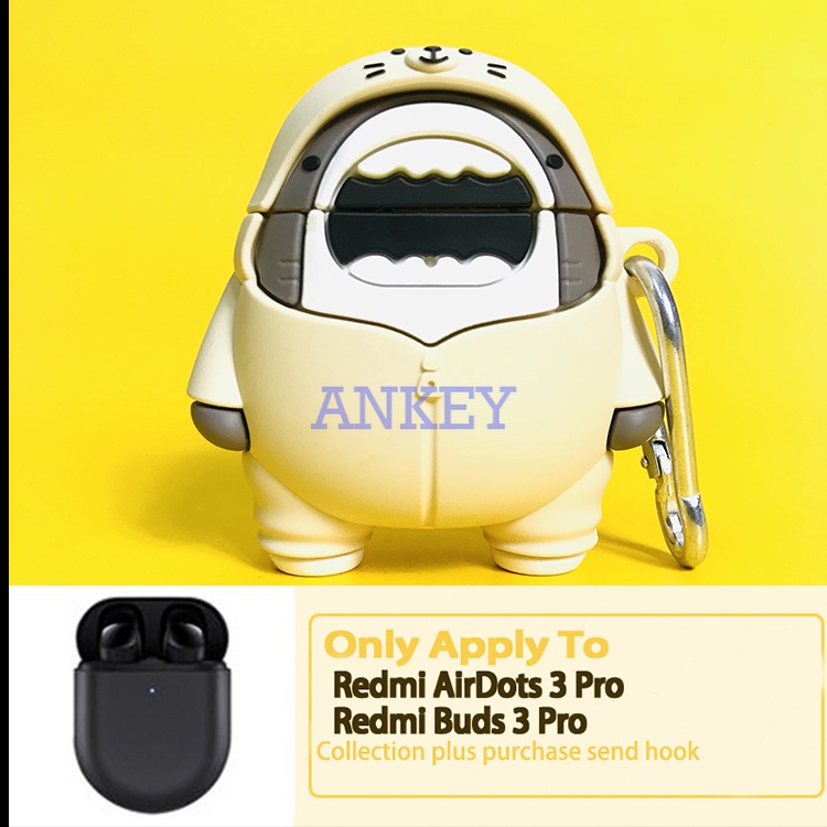 Redmi Buds 4 / Buds 3 Pro Vỏ Bảo Vệ Hộp Sạc Tai Nghe Bluetooth Không Dây Chất Liệu Silicon Mềm Hình Cá Mập 3D Dễ Thương Kèm Móc