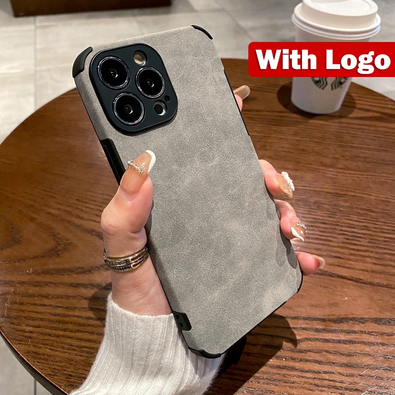 Ốp Điện Thoại Da Mềm Chống Sốc Phối Lông Cho iPhone 14 13 12 11 Pro Max Xs XR X Xs Max 8 7 6 6S Plus + SE 2020 Sự Bảo Vệ