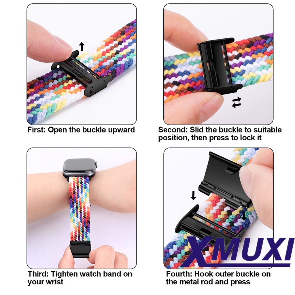 Dây Đeo Đồng Hồ Dạng Bện Co Giãn Điều Chỉnh Được 49mm 45mm 41mm Cho IWatch Ultra Series 8 7 6 5 4 SE 2 1