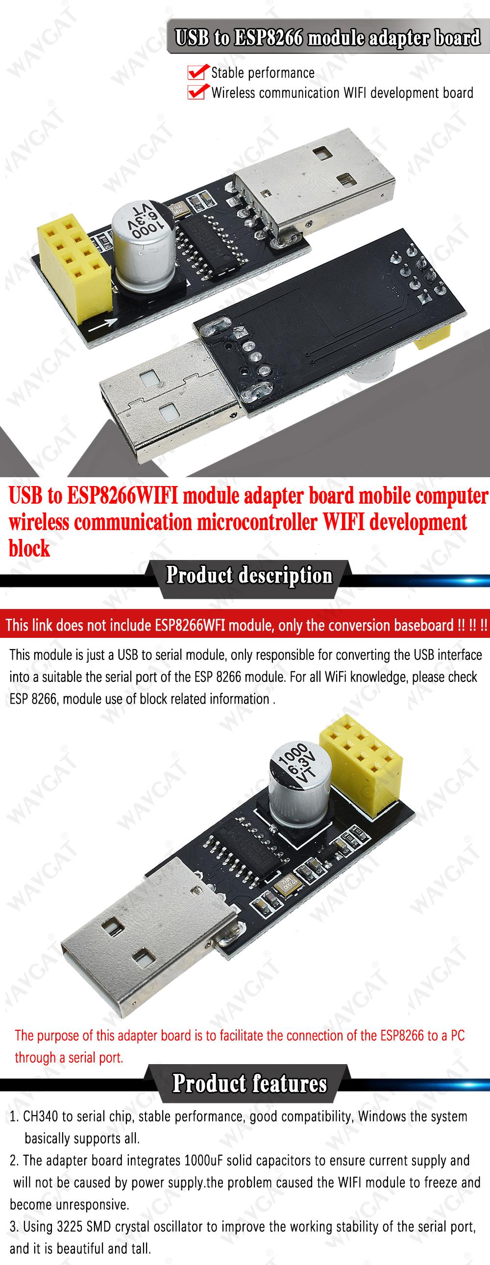 Mô Đun Truyền Tín Hiệu Wifi Không Dây Ch340 Usb Sang Esp8266 Esp-01 Cho Arduino