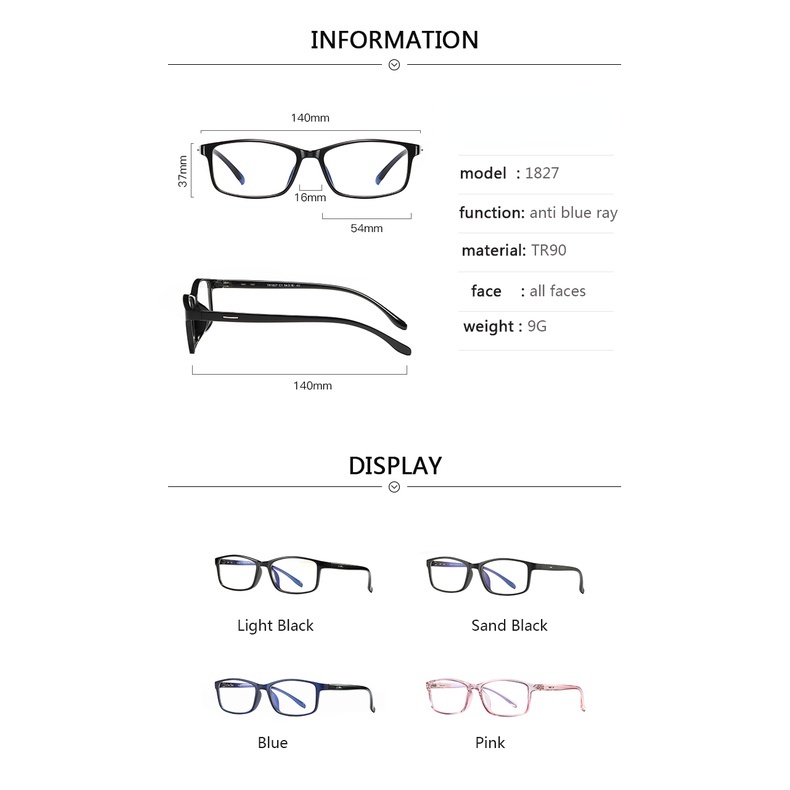 Kính mắt ZELIN 1827 gọng TR90 chống ánh sáng xanh bảo vệ mắt khi chơi game