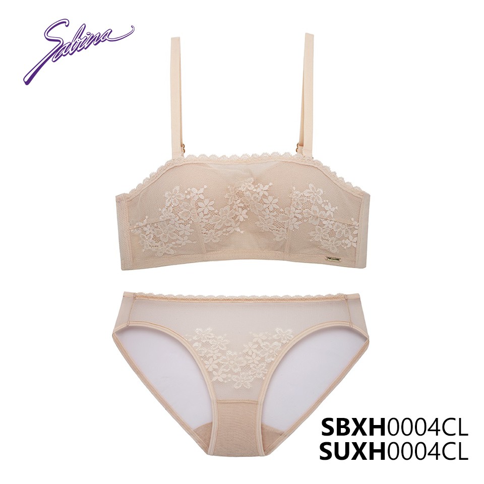 Combo Áo Lót Cup Ngang Mút Dày Vừa Phối Ren Và Quần Đồng Bộ Màu Da Fashion Soft Doomm By Sabina SBXH0004CL+SUXH0004CL