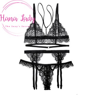 Đồ lót sexy kẹp tất gợi cảm kèm quần lọt khe kẹp bra khiêu gợi VN155
