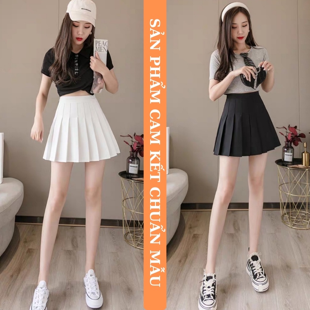 Chân Váy Xếp Ly Chữ A Dáng Lưng Cao Phong Cách Công Sở Có Kèm Quần Đùi Bên Trong
