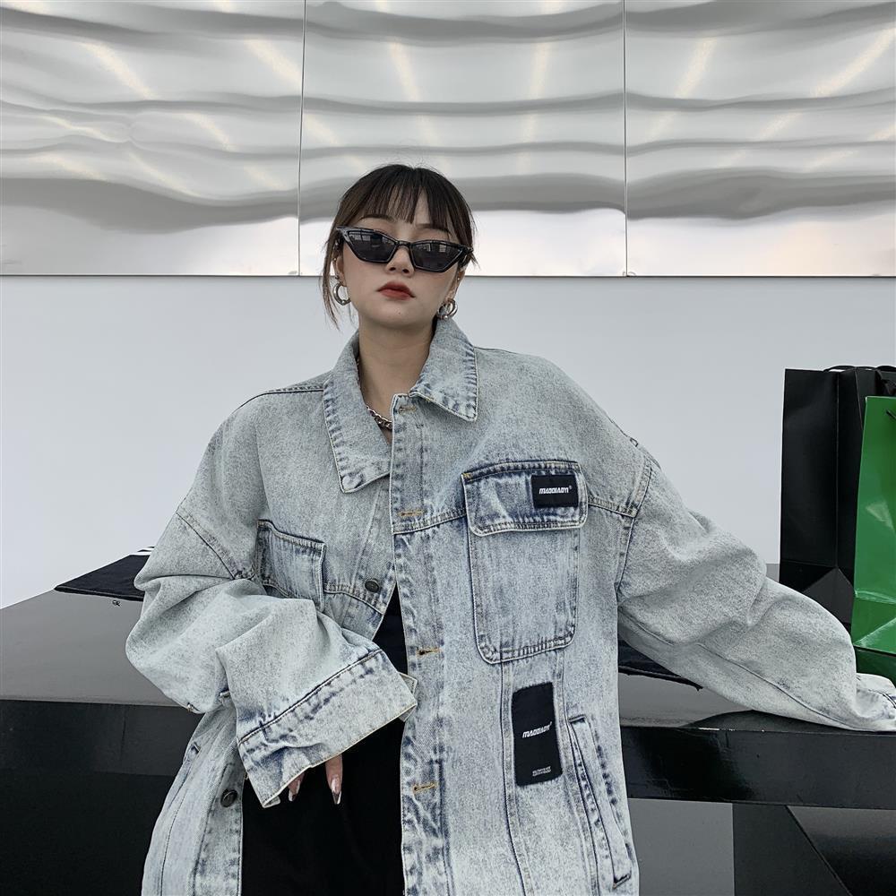 [Thời Trang] Áo Khoác Denim Dáng Rộng Phong Cách Retro Đường Phố Mùa Thu Cho Cặp Đôi