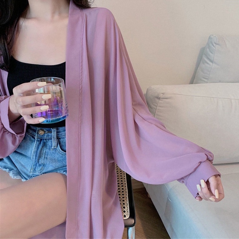 Áo choàng đi biển bikini voan dáng dài áo choàng tắm nữ kimono rộng nhiều màu kiểu Hàn Quốc chất đẹp Quảng Châu DK2T403